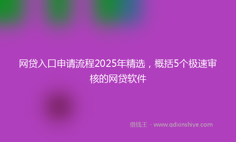 网贷入口申请流程2025年精选，概括5个极速审核的网贷软件