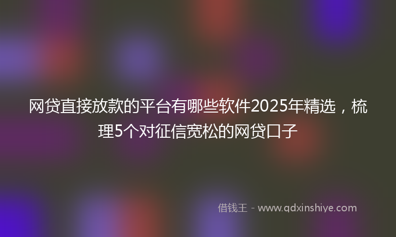 网贷直接放款的平台有哪些软件2025年精选，梳理5个对征信宽松的网贷口子