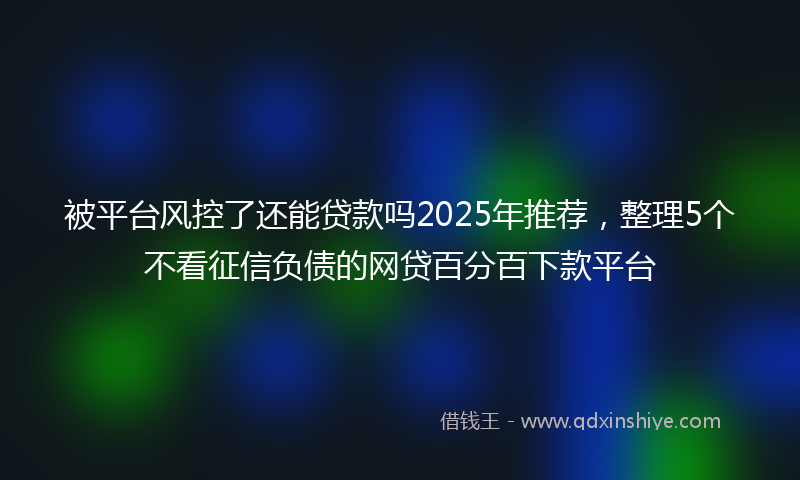 被平台风控了还能贷款吗2025年推荐，整理5个不看征信负债的网贷百分百下款平台