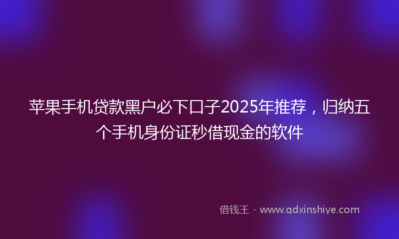 苹果手机贷款黑户必下口子2025年推荐，归纳五个手机身份证秒借现金的软件
