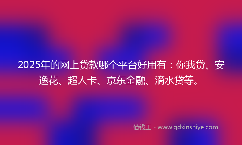 2025年的网上贷款哪个平台好用有：你我贷、安逸花、超人卡、京东金融、滴水贷等。