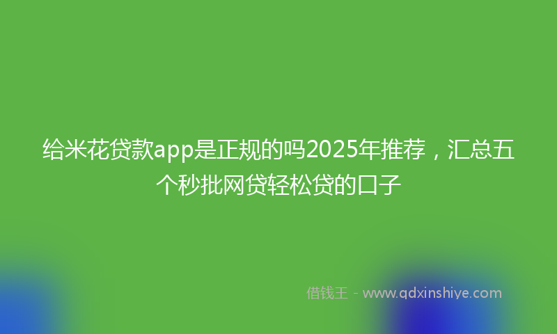 给米花贷款app是正规的吗2025年推荐，汇总五个秒批网贷轻松贷的口子