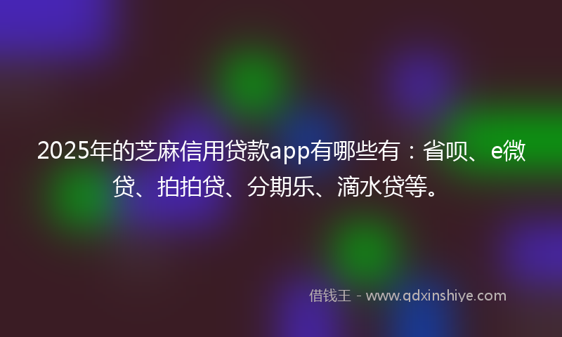 2025年的芝麻信用贷款app有哪些有：省呗、e微贷、拍拍贷、分期乐、滴水贷等。