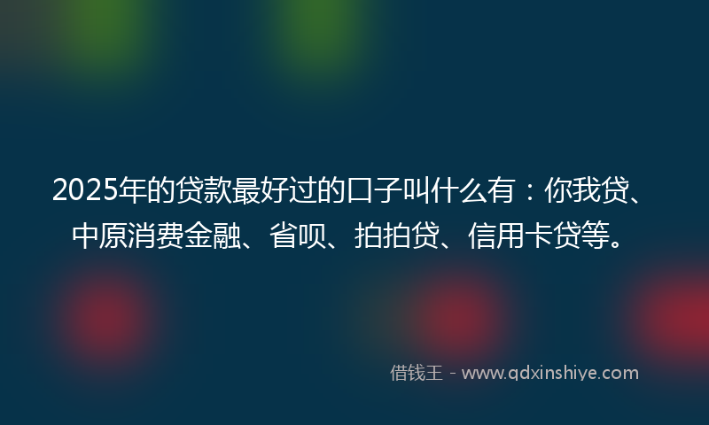 2025年的贷款最好过的口子叫什么有：你我贷、中原消费金融、省呗、拍拍贷、信用卡贷等。