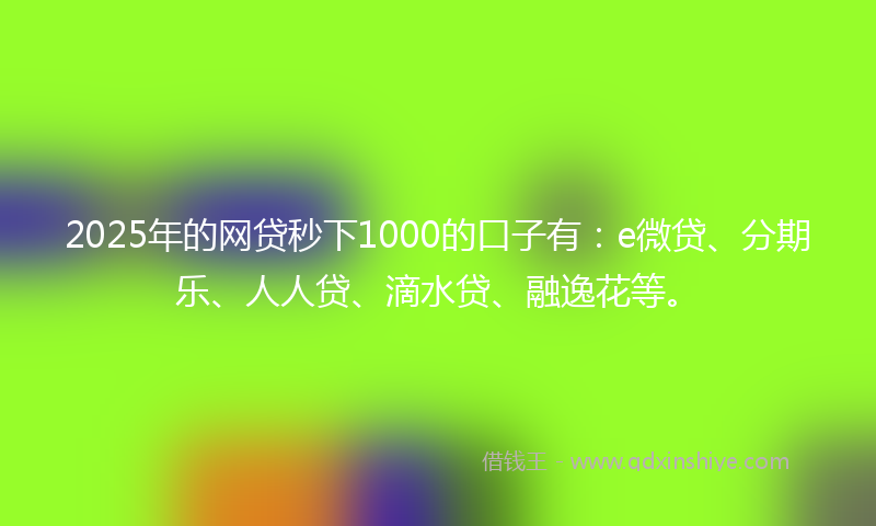 2025年的网贷秒下1000的口子有：e微贷、分期乐、人人贷、滴水贷、融逸花等。
