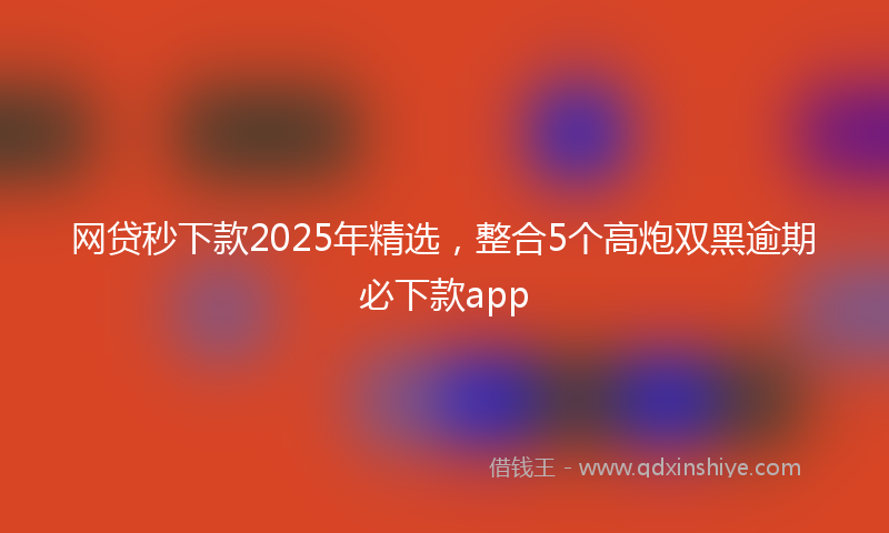 网贷秒下款2025年精选，整合5个高炮双黑逾期必下款app