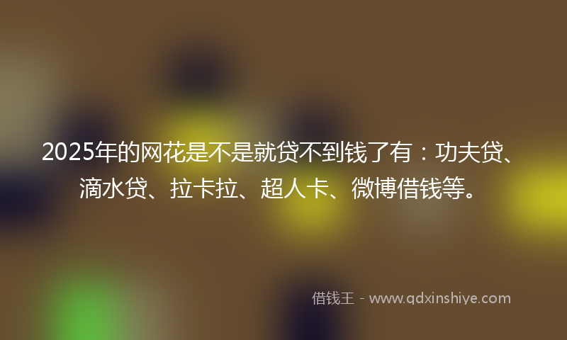 2025年的网花是不是就贷不到钱了有：功夫贷、滴水贷、拉卡拉、超人卡、微博借钱等。