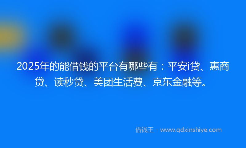 2025年的能借钱的平台有哪些有：平安i贷、惠商贷、读秒贷、美团生活费、京东金融等。