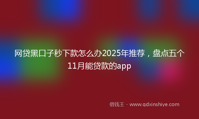 网贷黑口子秒下款怎么办2025年推荐，盘点五个11月能贷款的app