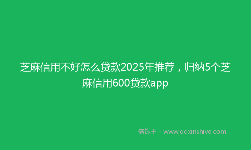 芝麻信用不好怎么贷款2025年推荐，归纳5个芝麻信用600贷款app