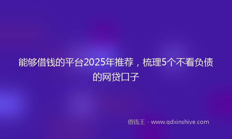 能够借钱的平台2025年推荐，梳理5个不看负债的网贷口子