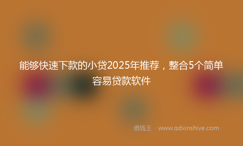 能够快速下款的小贷2025年推荐，整合5个简单容易贷款软件