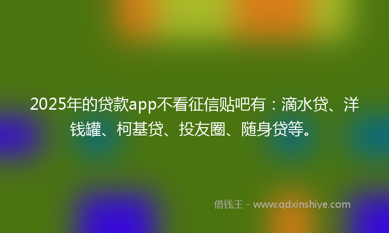 2025年的贷款app不看征信贴吧有：滴水贷、洋钱罐、柯基贷、投友圈、随身贷等。