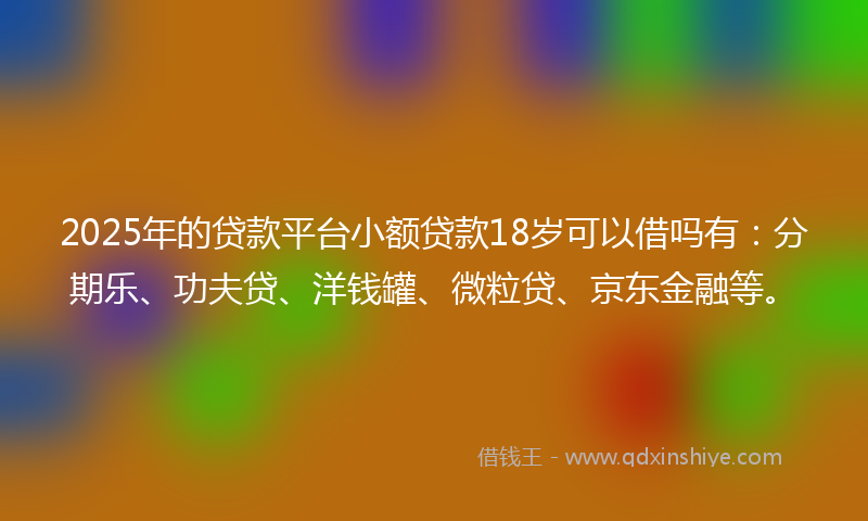 2025年的贷款平台小额贷款18岁可以借吗有：分期乐、功夫贷、洋钱罐、微粒贷、京东金融等。