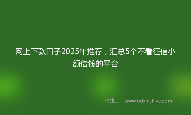 网上下款口子2025年推荐，汇总5个不看征信小额借钱的平台