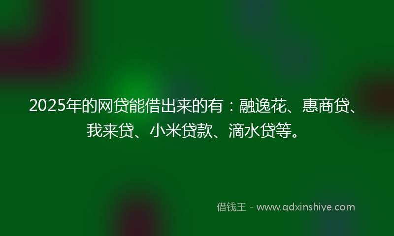 2025年的网贷能借出来的有：融逸花、惠商贷、我来贷、小米贷款、滴水贷等。