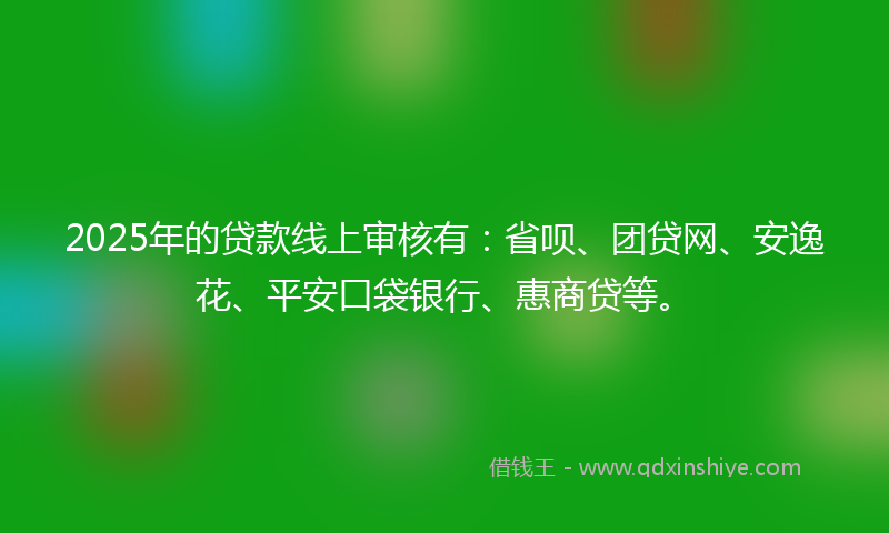 2025年的贷款线上审核有：省呗、团贷网、安逸花、平安口袋银行、惠商贷等。