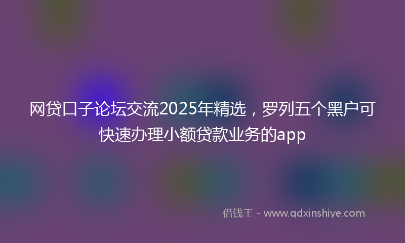 网贷口子论坛交流2025年精选，罗列五个黑户可快速办理小额贷款业务的app