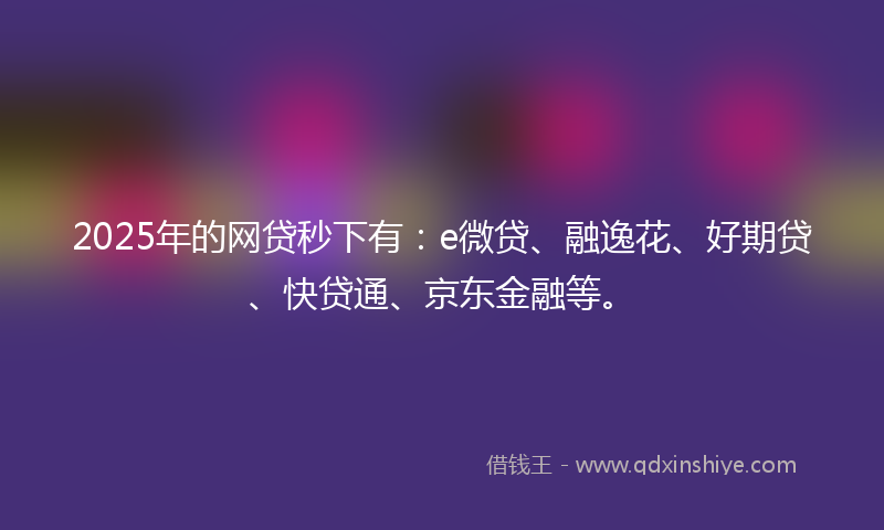 2025年的网贷秒下有：e微贷、融逸花、好期贷、快贷通、京东金融等。