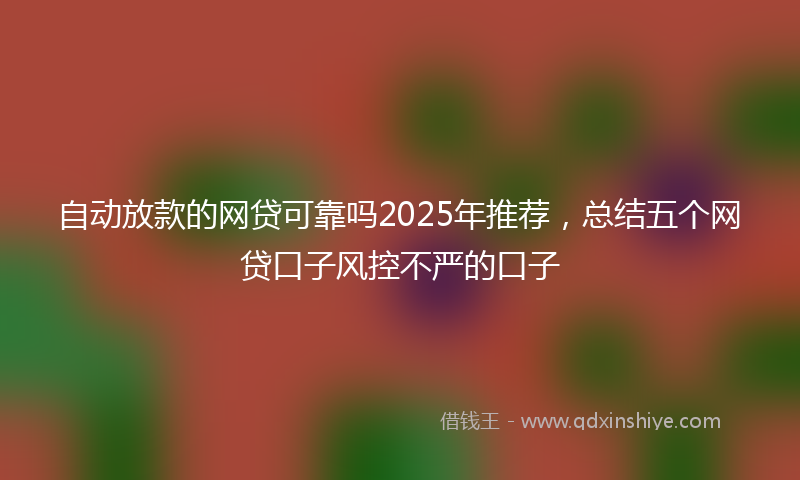 自动放款的网贷可靠吗2025年推荐，总结五个网贷口子风控不严的口子