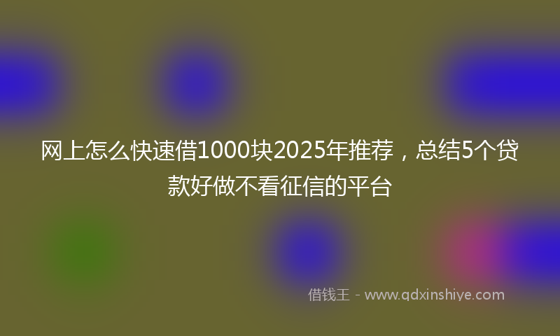网上怎么快速借1000块2025年推荐，总结5个贷款好做不看征信的平台