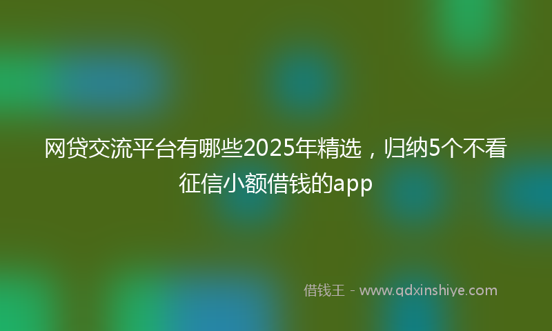 网贷交流平台有哪些2025年精选，归纳5个不看征信小额借钱的app
