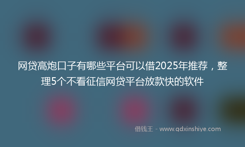 网贷高炮口子有哪些平台可以借2025年推荐，整理5个不看征信网贷平台放款快的软件
