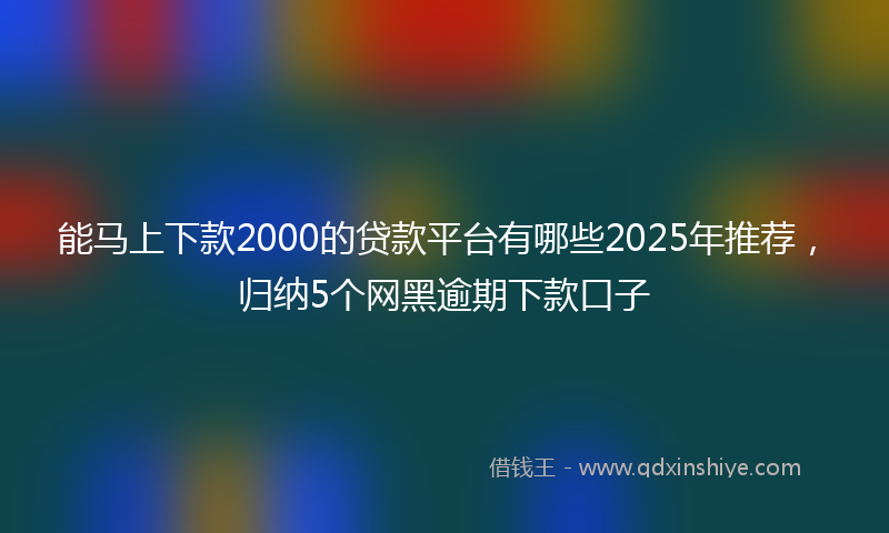 能马上下款2000的贷款平台有哪些2025年推荐，归纳5个网黑逾期下款口子