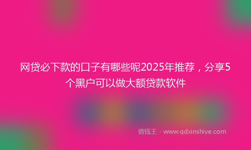 网贷必下款的口子有哪些呢2025年推荐，分享5个黑户可以做大额贷款软件
