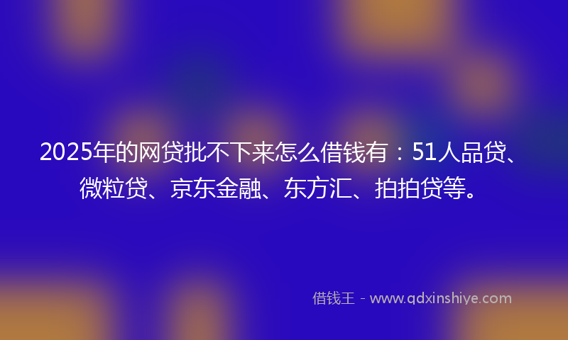 2025年的网贷批不下来怎么借钱有：51人品贷、微粒贷、京东金融、东方汇、拍拍贷等。