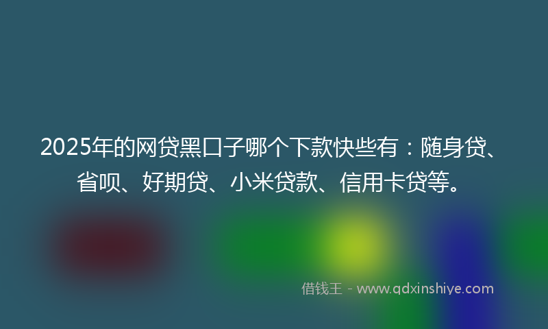 2025年的网贷黑口子哪个下款快些有：随身贷、省呗、好期贷、小米贷款、信用卡贷等。