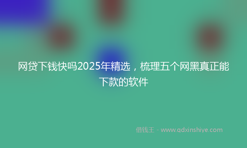网贷下钱快吗2025年精选，梳理五个网黑真正能下款的软件