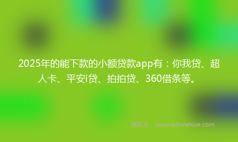 2025年的能下款的小额贷款app有：你我贷、超人卡、平安i贷、拍拍贷、360借条等。