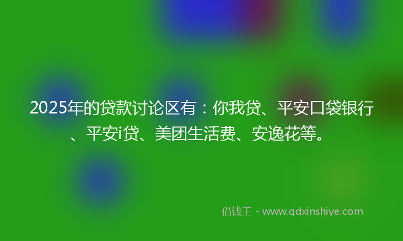 2025年的贷款讨论区有：你我贷、平安口袋银行、平安i贷、美团生活费、安逸花等。