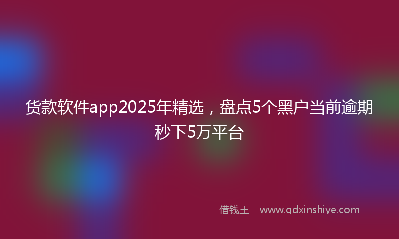 货款软件app2025年精选，盘点5个黑户当前逾期秒下5万平台