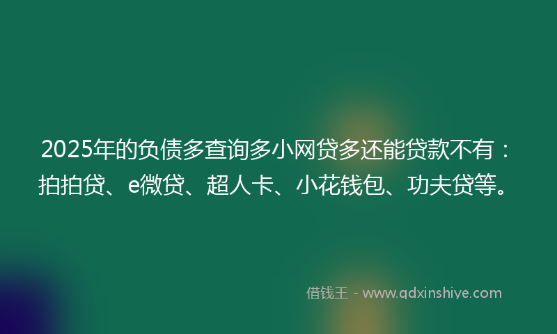 2025年的负债多查询多小网贷多还能贷款不有：拍拍贷、e微贷、超人卡、小花钱包、功夫贷等。