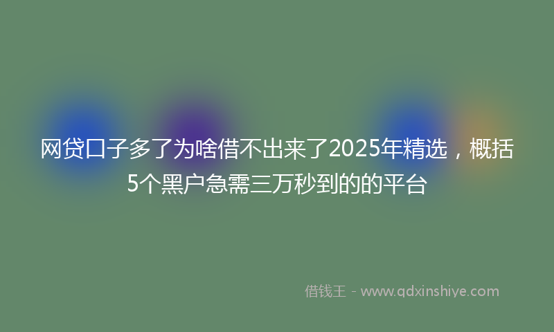 网贷口子多了为啥借不出来了2025年精选，概括5个黑户急需三万秒到的的平台