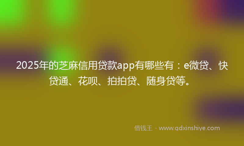 2025年的芝麻信用贷款app有哪些有：e微贷、快贷通、花呗、拍拍贷、随身贷等。