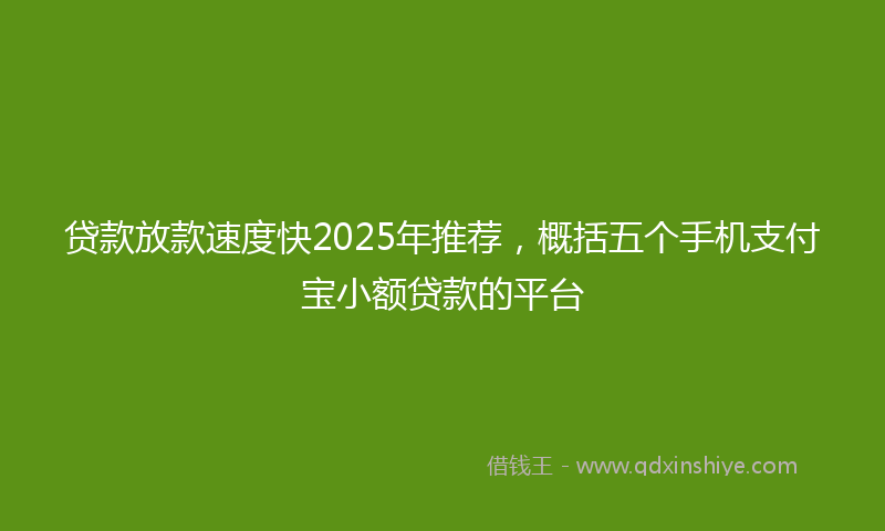 贷款放款速度快2025年推荐，概括五个手机支付宝小额贷款的平台
