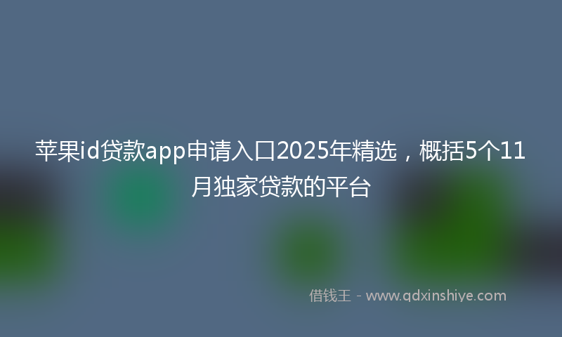 苹果id贷款app申请入口2025年精选，概括5个11月独家贷款的平台