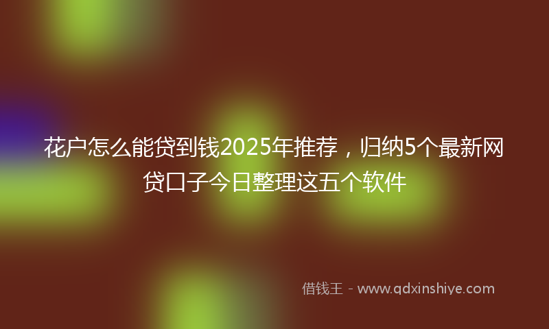 花户怎么能贷到钱2025年推荐，归纳5个最新网贷口子今日整理这五个软件