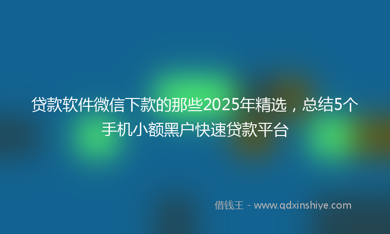 贷款软件微信下款的那些2025年精选，总结5个手机小额黑户快速贷款平台