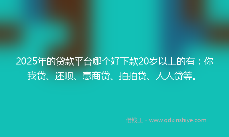2025年的贷款平台哪个好下款20岁以上的有：你我贷、还呗、惠商贷、拍拍贷、人人贷等。