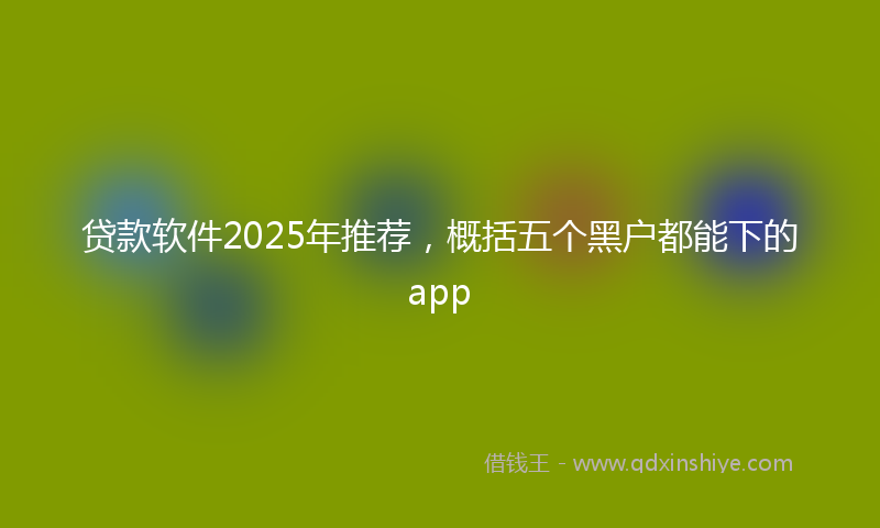 贷款软件2025年推荐，概括五个黑户都能下的app