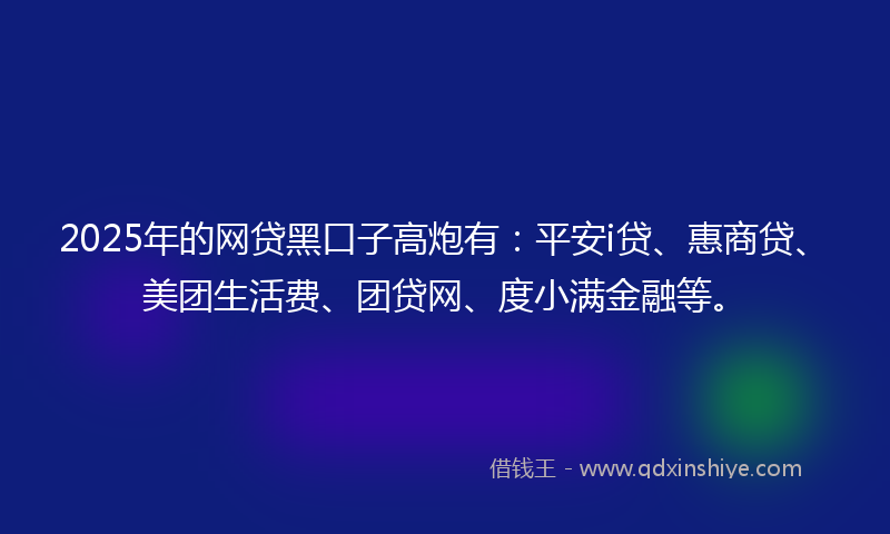2025年的网贷黑口子高炮有：平安i贷、惠商贷、美团生活费、团贷网、度小满金融等。