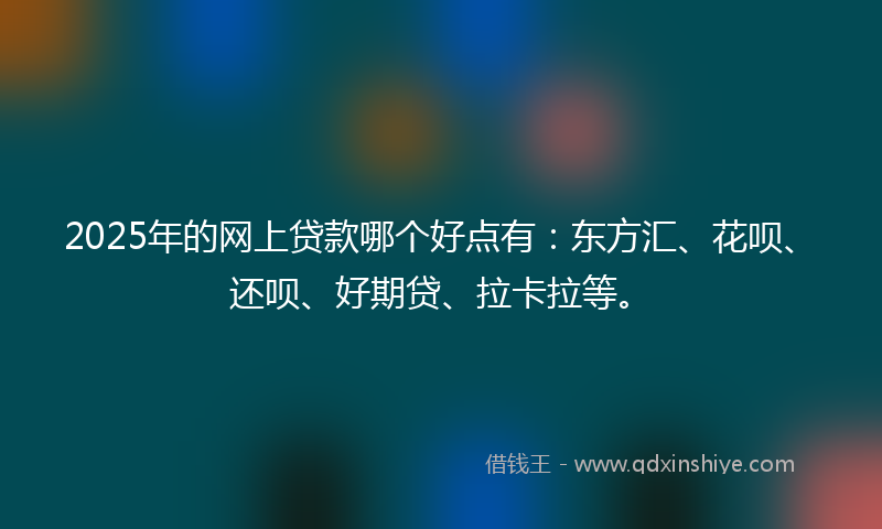 2025年的网上贷款哪个好点有：东方汇、花呗、还呗、好期贷、拉卡拉等。