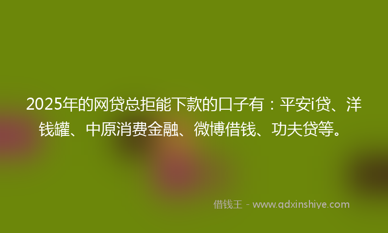 2025年的网贷总拒能下款的口子有：平安i贷、洋钱罐、中原消费金融、微博借钱、功夫贷等。