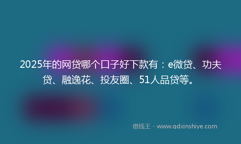 2025年的网贷哪个口子好下款有：e微贷、功夫贷、融逸花、投友圈、51人品贷等。