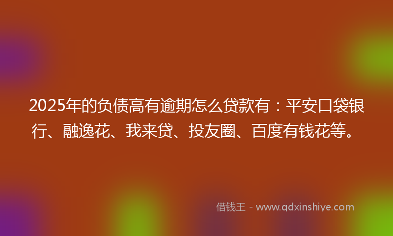 2025年的负债高有逾期怎么贷款有：平安口袋银行、融逸花、我来贷、投友圈、百度有钱花等。