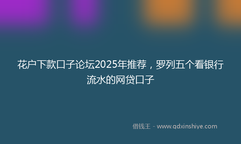 花户下款口子论坛2025年推荐，罗列五个看银行流水的网贷口子